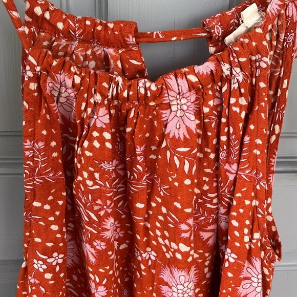 World Market Estrella Floral Dot Fall Orange Maxi Swing Dress Women’s Size S/M - Picture 4 of 13
